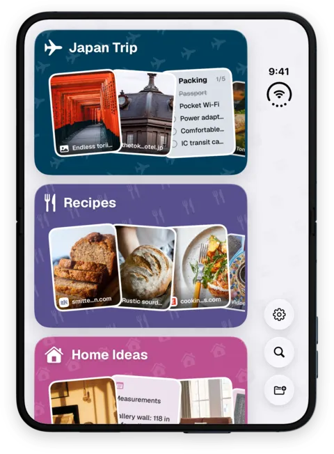 ToMe on iPhone Duo, folded: the home of Spaces on the cover screen